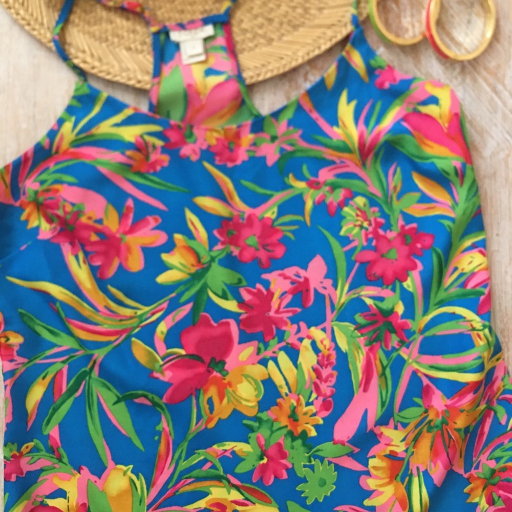 J. CREW Racerback/Spaghetti Strap Floral Top - Picture 1 of 8